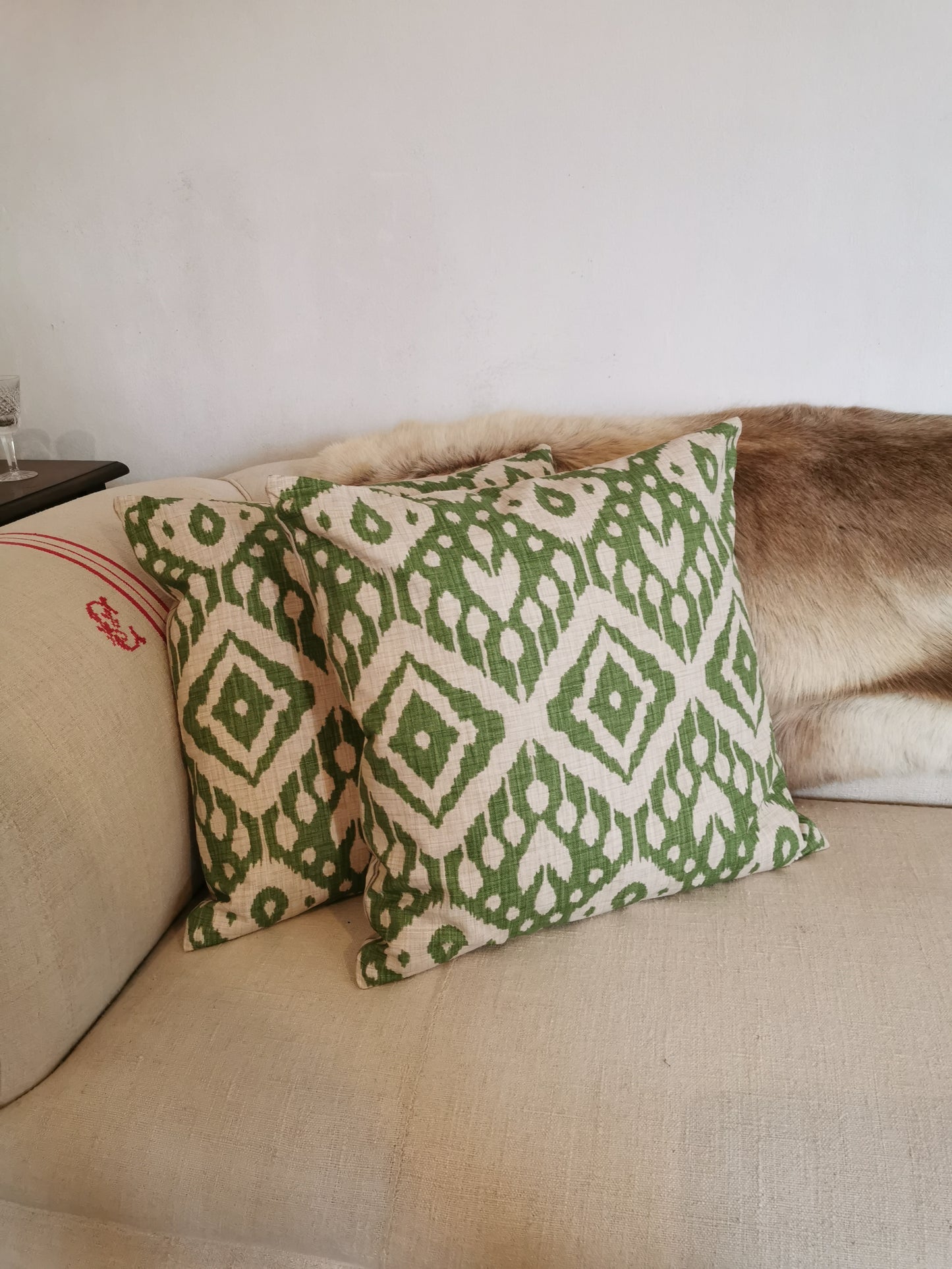 Green Ikat Cushion