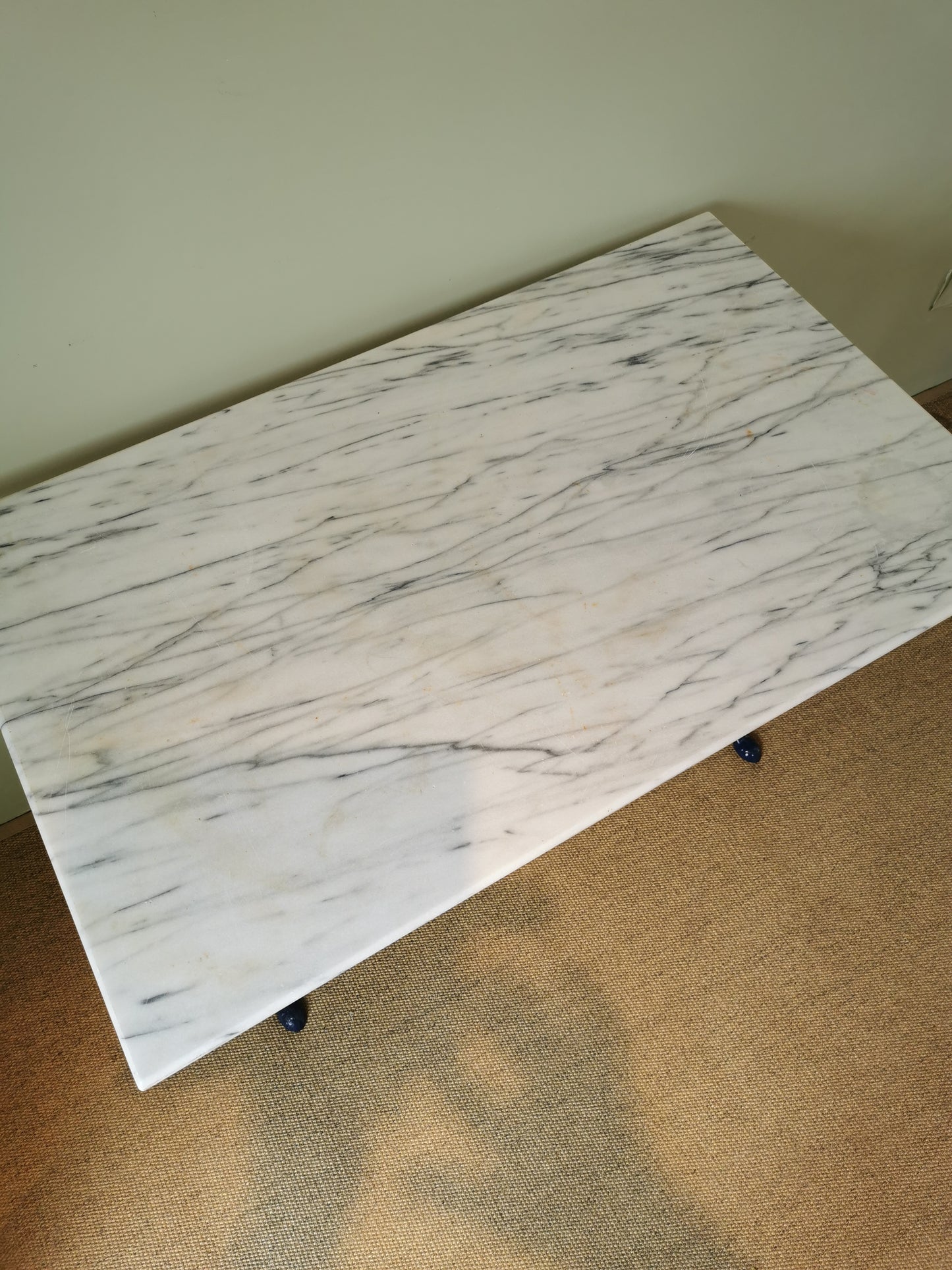 French White Marble Table with Navy Base
