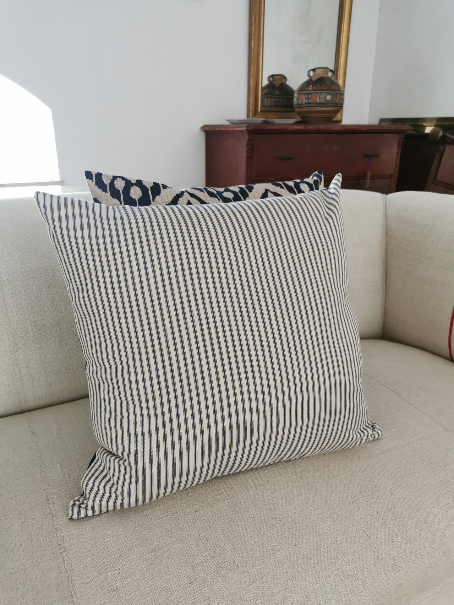 Navy Ikat Cushion