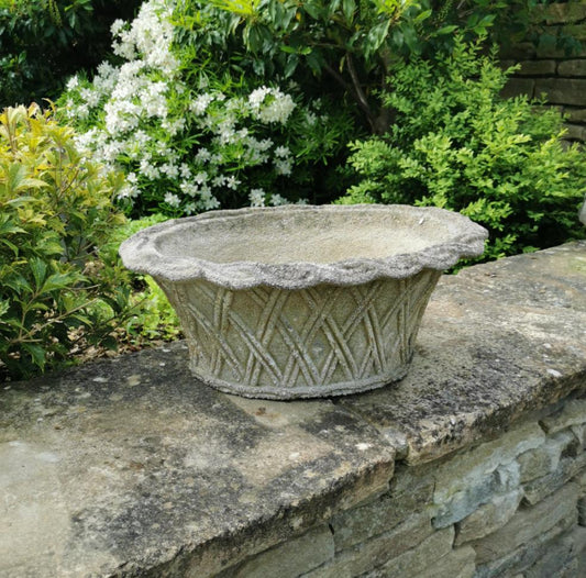 Basketweave Stone Planter