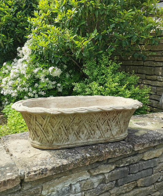 Large Basketweave Stone Planter