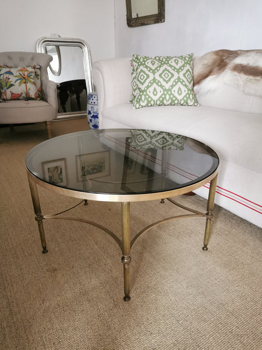 French Brass & Glass Coffee Table