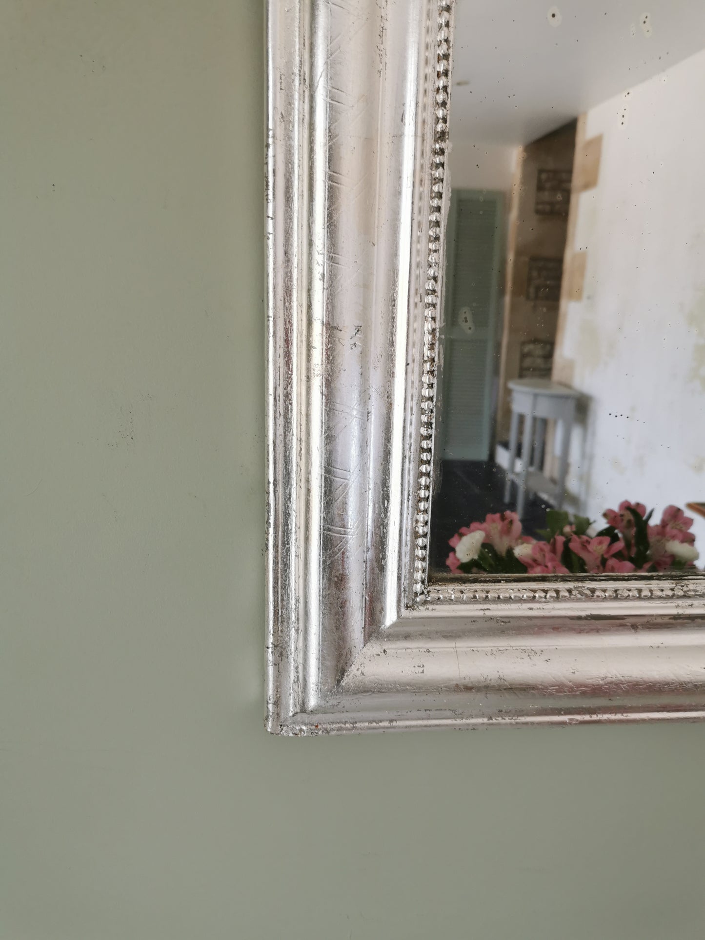 French Silver Gilt Mirror
