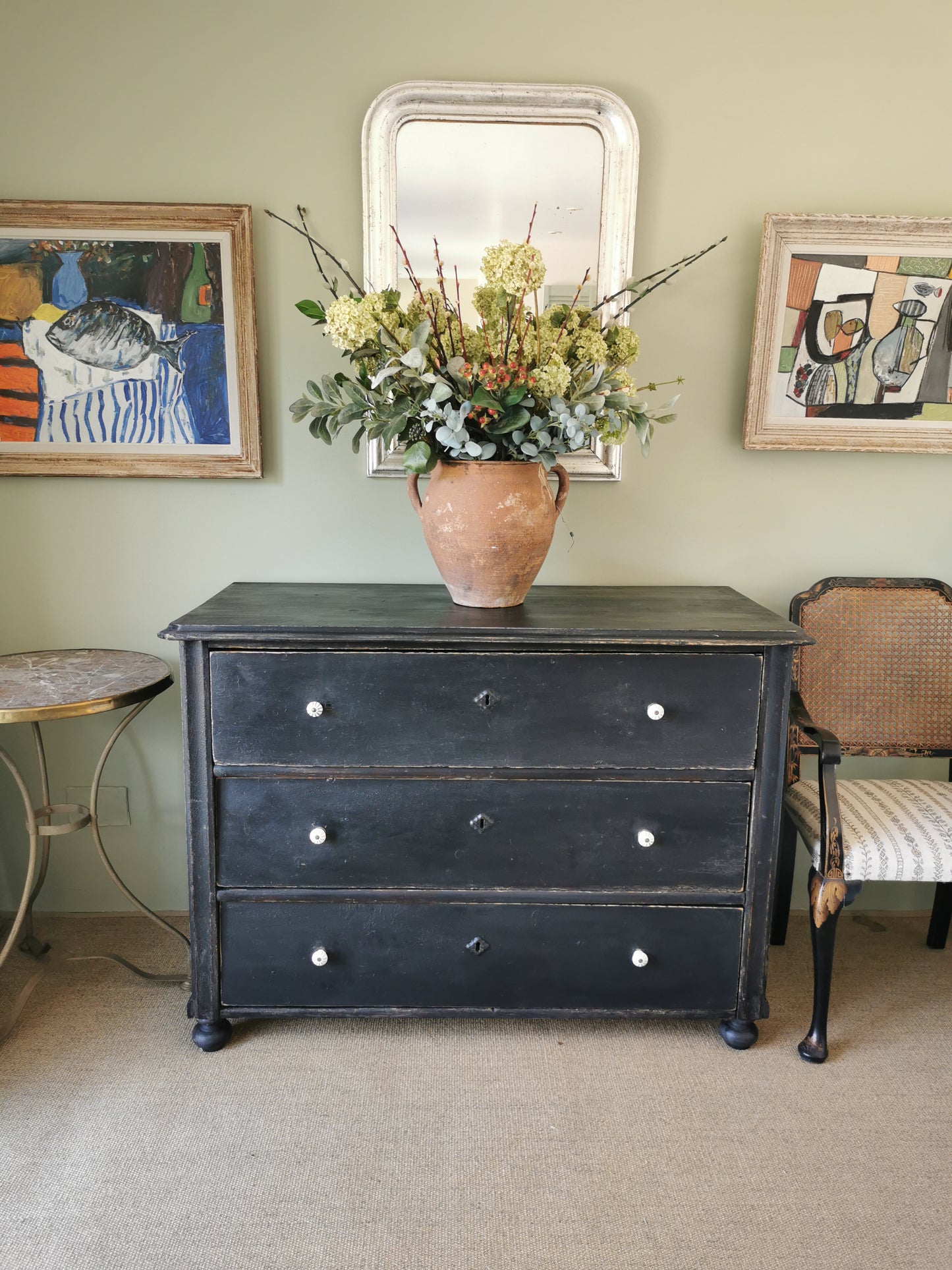 Black Hungarian Chest of Drawers.