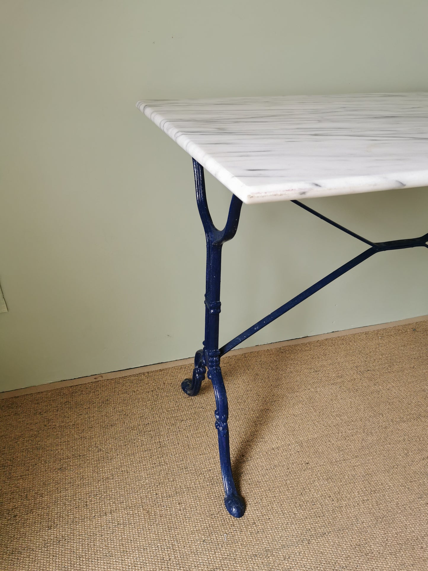 French White Marble Table with Navy Base