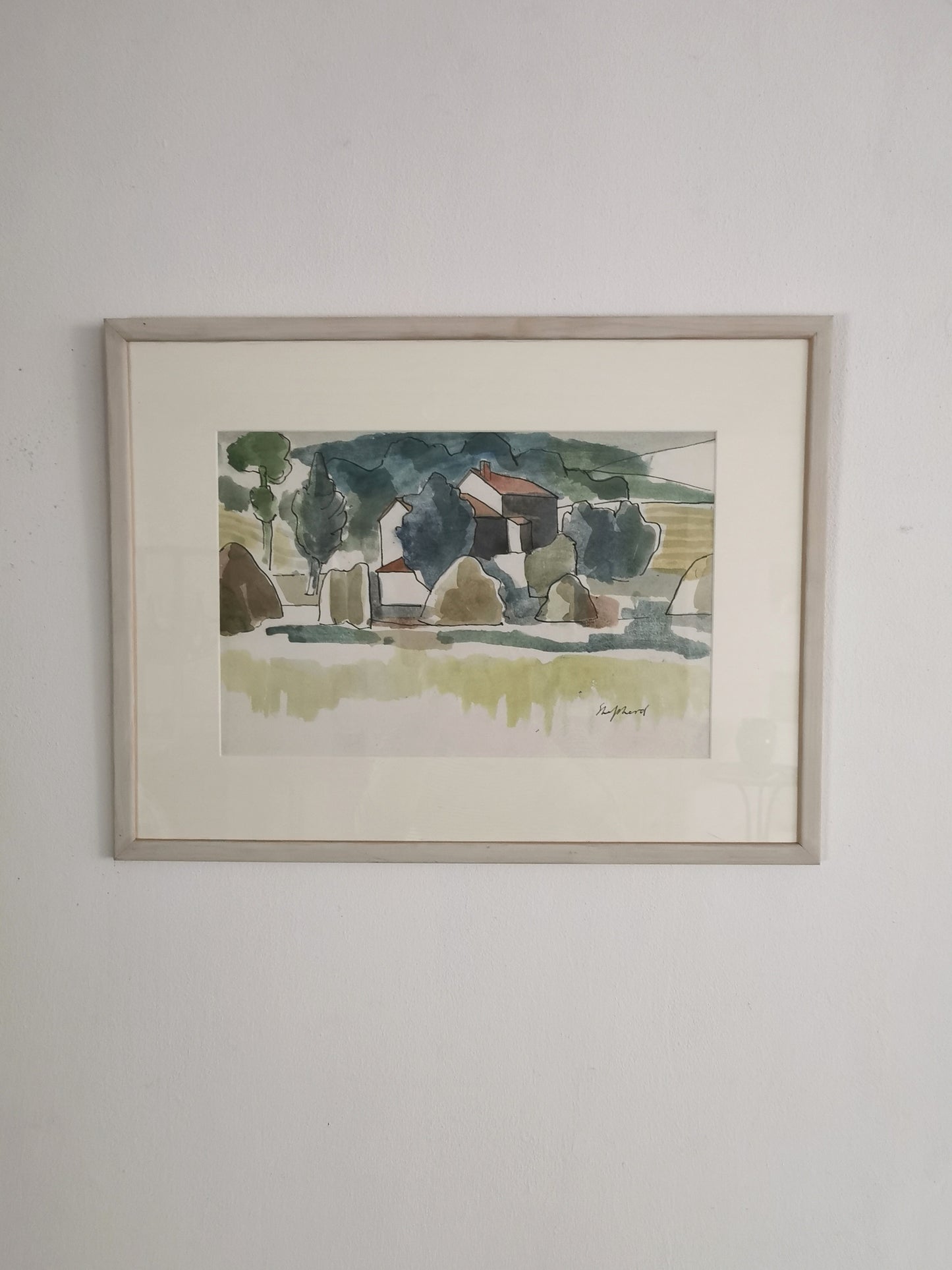 Tuscan Village, Watercolour